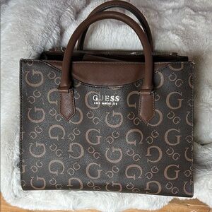 Guess Dark Brown Logo Satchel